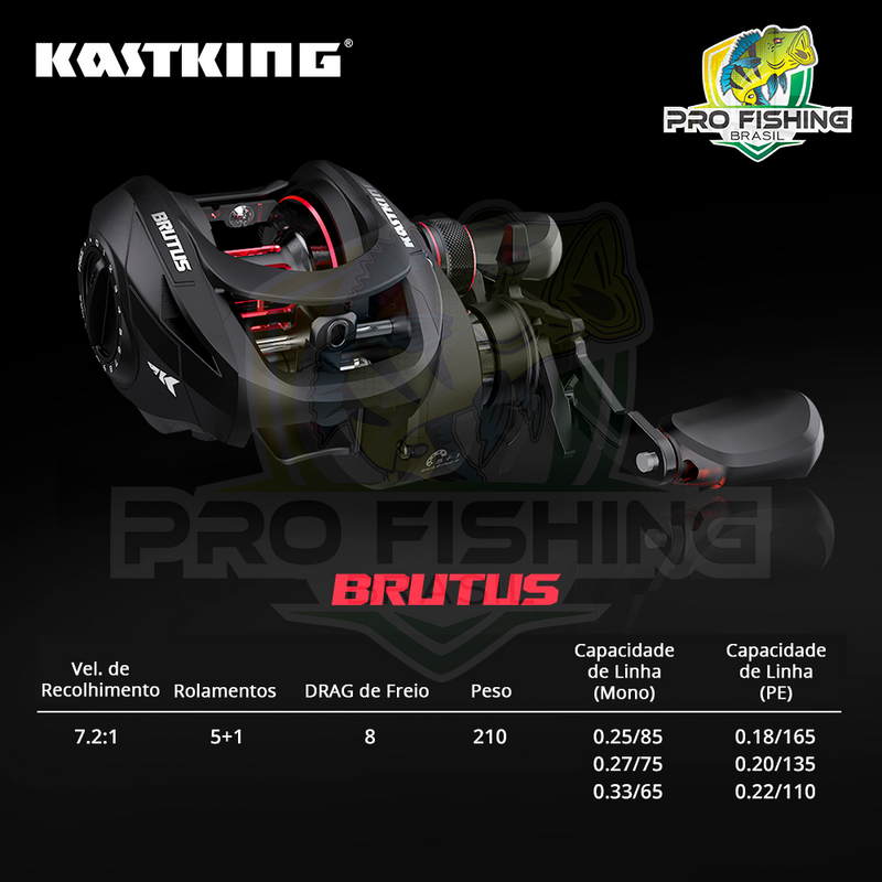 Nova Carretilhas BRUTUS KastKing - 8KG Max DRAG - 7.2:1 Recolhimento - 6 Rolamentos