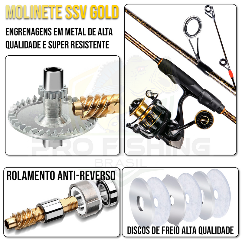 Novo KIT de Pesca Thunder GOLD com Vara + Molinete - Frete Grátis