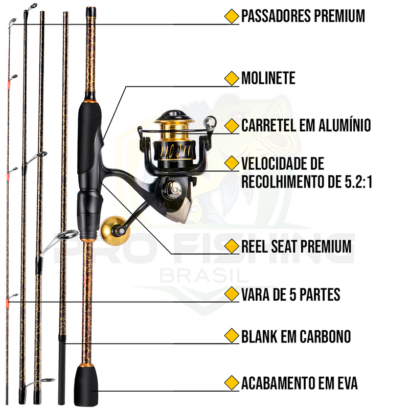 Novo KIT de Pesca Thunder GOLD com Vara + Molinete - Frete Grátis