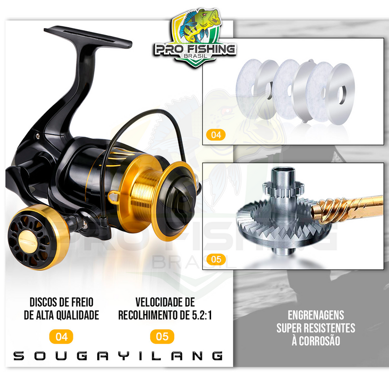 Novo KIT de Pesca Thunder GOLD com Vara + Molinete - Frete Grátis