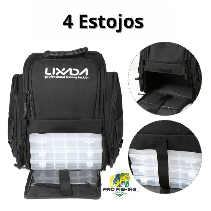 Mochila de Pesca Importada LIXADA com 4 Estojos - Frete Grátis
