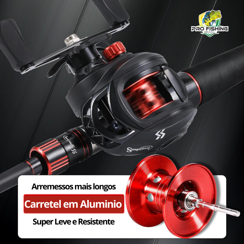 SUPER KIT DE PESCA COMPLETO  Carretilha + Vara em Carbono + Linha