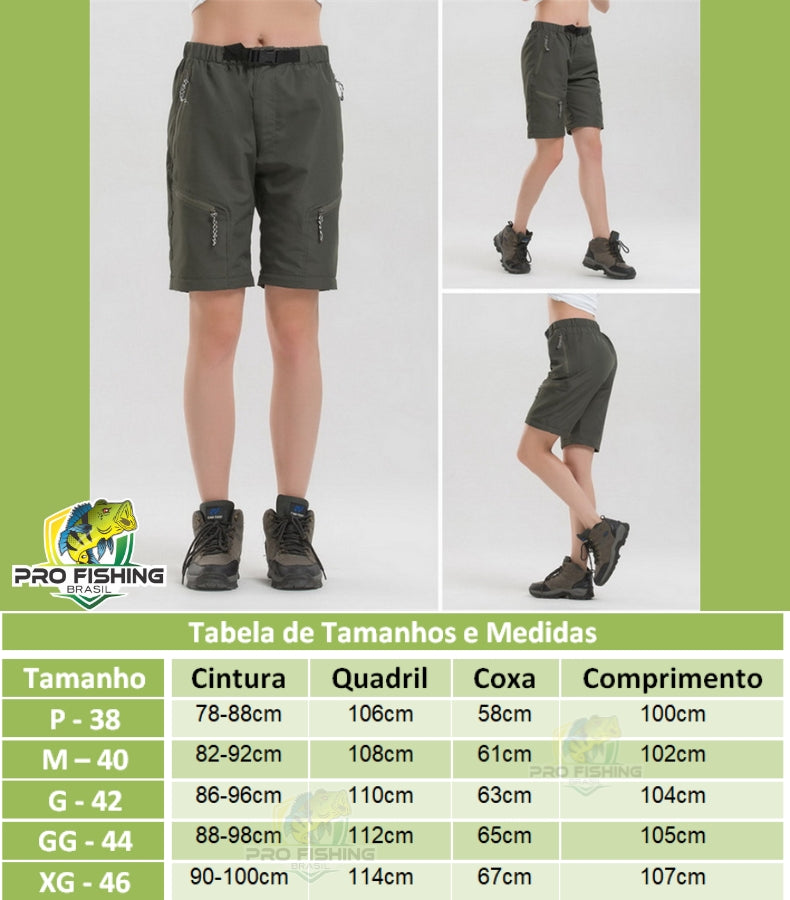 Calça que vira Bermuda Outdoor Sport com Proteção Solar UV+50 Super Confortável - Unissex