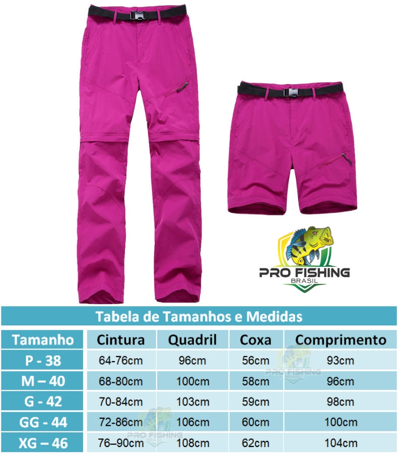 Nova Calça que vira Bermuda Feminina Outdoor Sport com Proteção Solar UV+50 Super Confortável - Frete Grátis para todo Brasil