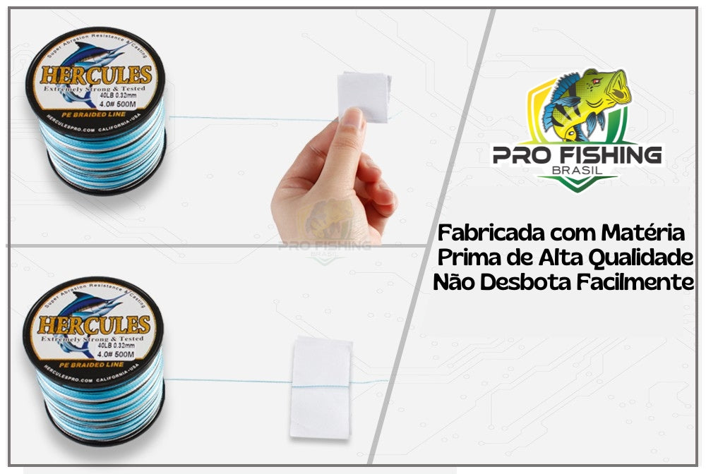 Super Linha Multifilamento Hercules 8 fios até 300lbs - 500 Metros - Frete Grátis