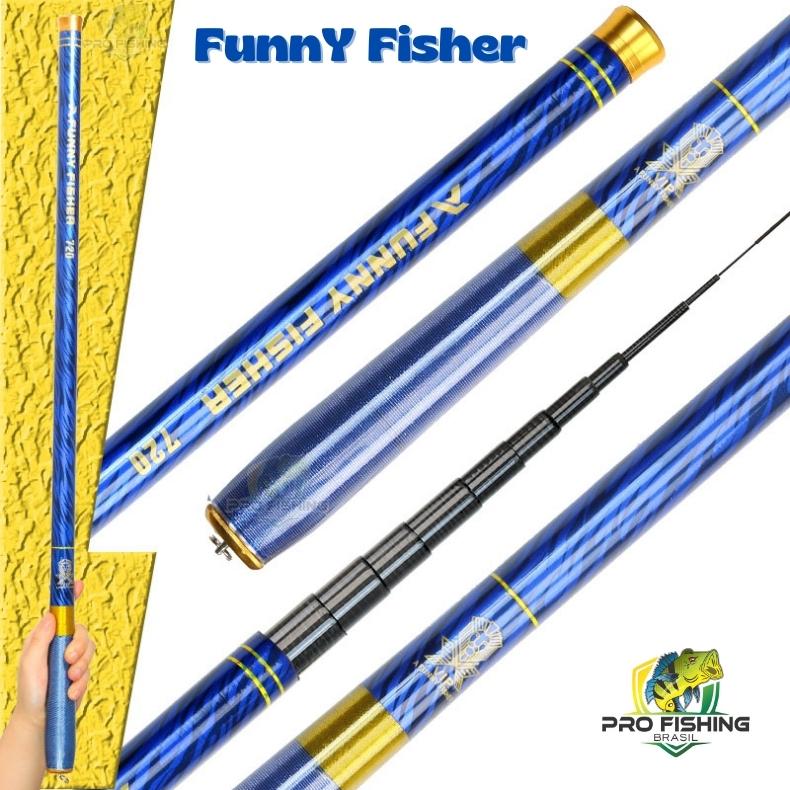 Nova Vara de Pesca Telescópica em Carbono Premium JOSBY FUNNY FISHER 3.6M 4.5M 5.4M 6.3M7.2M - Frete Grátis