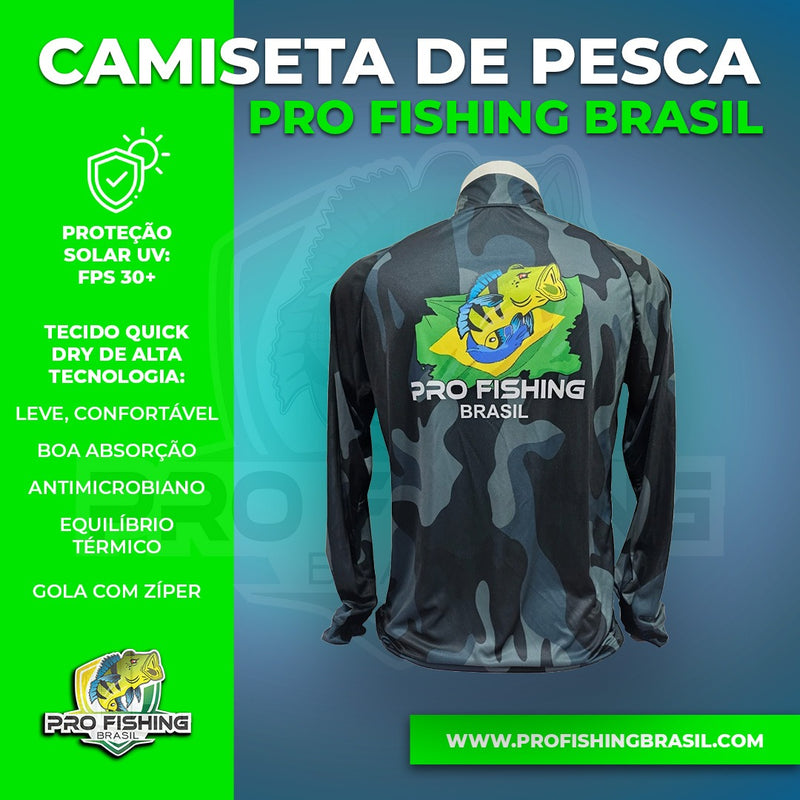 Nova Camiseta de Pesca Pro Fishing Brasil 2024 CAMUFLA