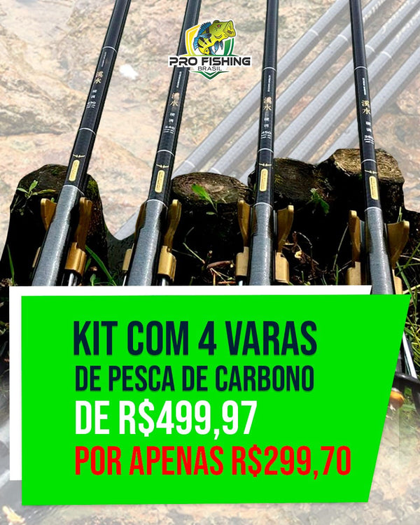 SUPER KIT 4 VARAS Telescópica de Carbono Premium LIMITED - Importada