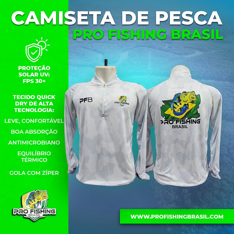 Nova Camiseta de Pesca Pro Fishing Brasil 2024 CAMUFLA