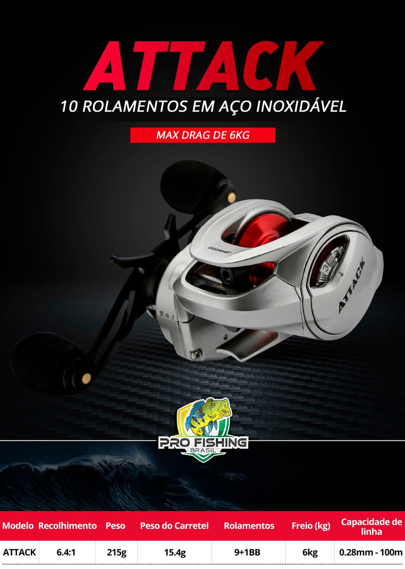 Nova Carretilha Attack JOHNCOO com 6kg de Freio 9 Rolamenbtos +1 BB