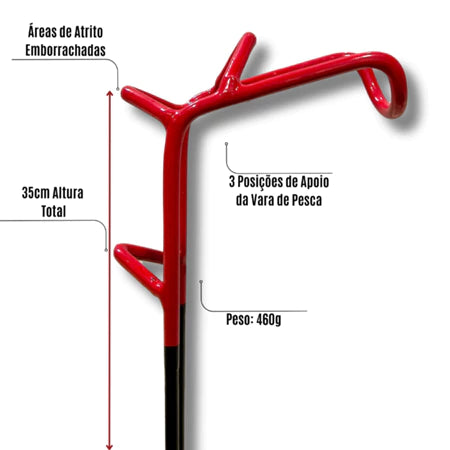 Suporte de Vara 8mm Emborrachado 3 Posições de Alta Resistência - Pronta Entrega