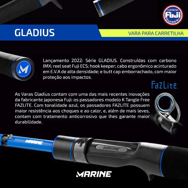 Vara para carretilha Marine Sports Gladius 5.8" (1,73m) 14 lbs -17 Lbs - 25lbs