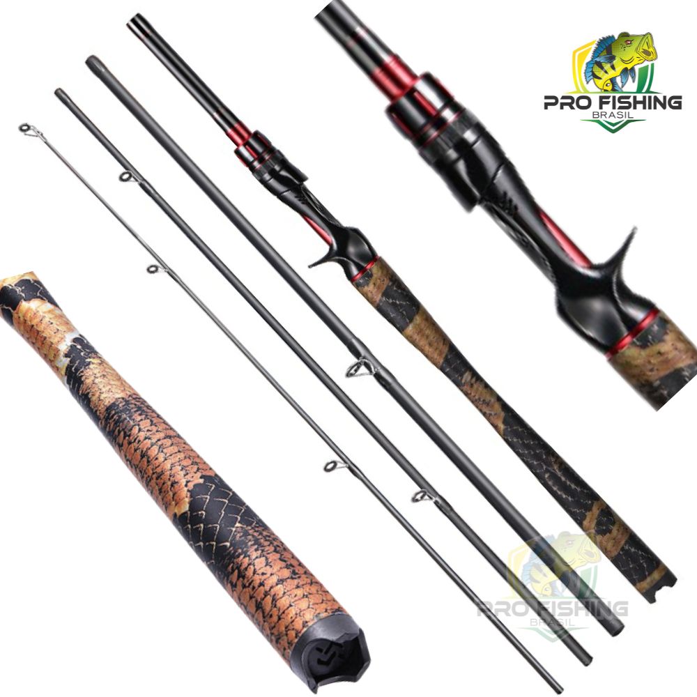 Nova Vara de Carretilha Snake Carbon Sougayilang - 1.98m - 4 Partes - Frete Grátis