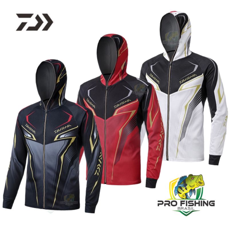 Camisa de Pesca Daiwa com Capuz Lançamento 2023 com Proteção UV+50