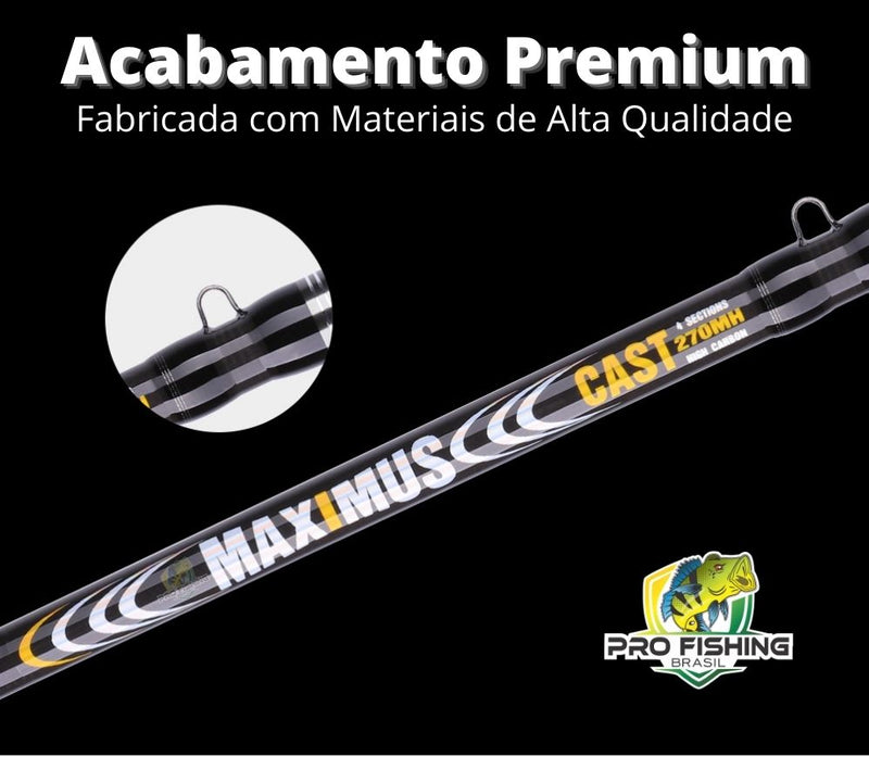 Nova Vara de Carretilha Maximus Carbon – 1,83m - 3 Partes - Frete Grátis p/ todo Brasil