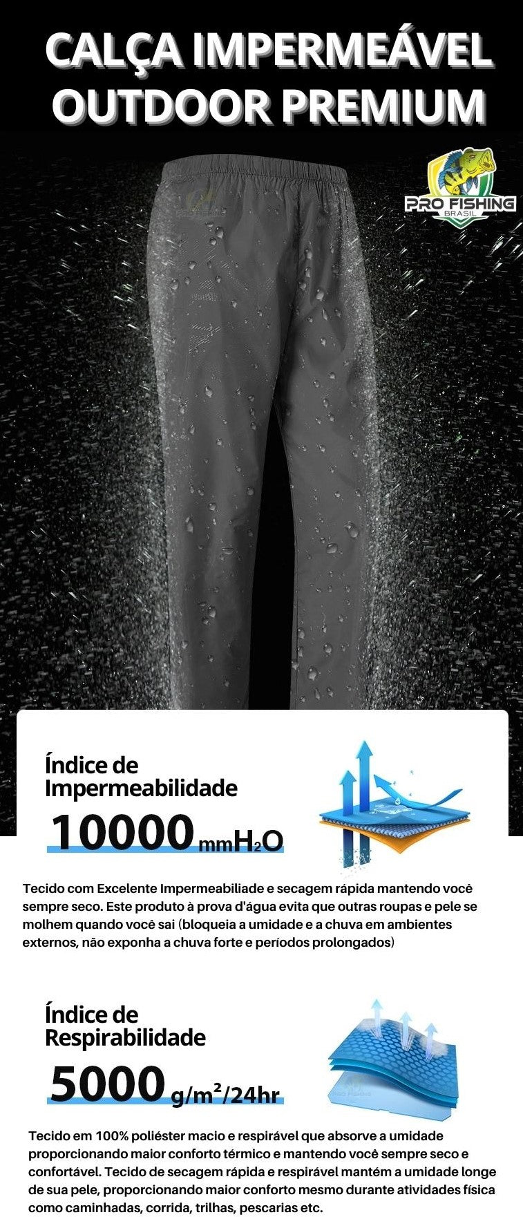 Nova Calça Impermeável Unissex Outdoor Premium 2023 - Frete Grátis