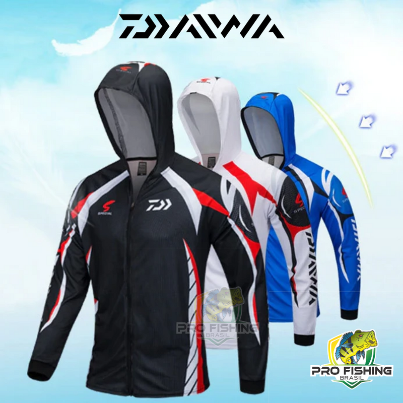 Camiseta de Pesca Daiwa 2022 Original com Capuz - Proteção UV+50