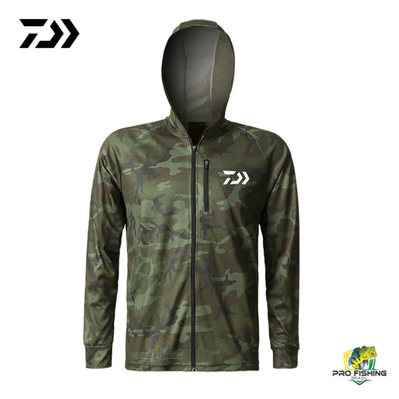 Camisa de Pesca Daiwa 2023 Camuflada - Proteção UV 50 + Frete Grátis
