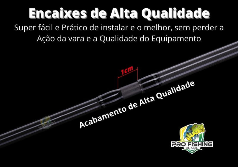 Nova Vara de Carretilha Maximus Carbon – 1,83m - 3 Partes - Frete Grátis p/ todo Brasil