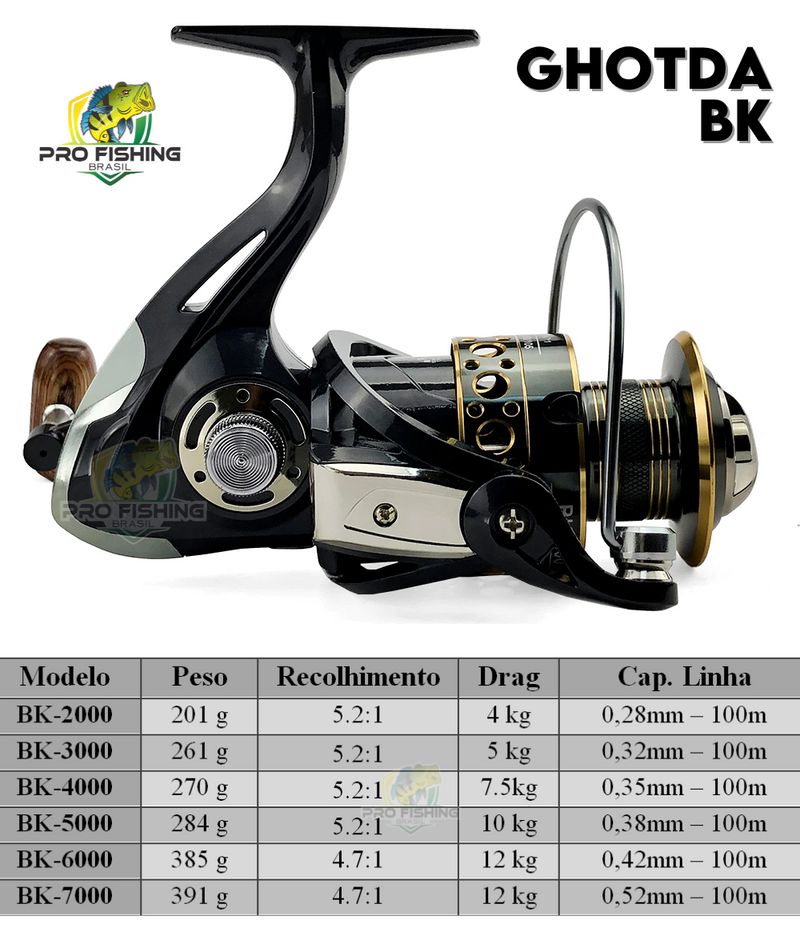 Novo Molinete GHOTDA BK – 13 Rolamentos - Até 12kg de Força- Frete Grátis