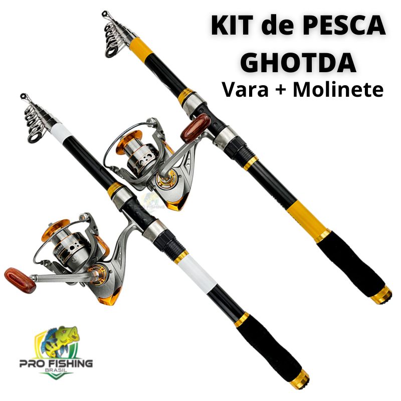 KIT de PESCA GHOTDA - Vara Telescópica GHOTDA + Molinete DC - Frete Grátis