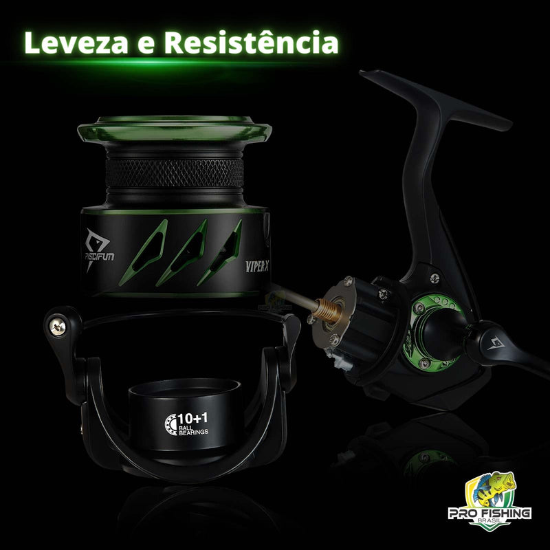 Novo Molinete Viper X - Fibra de Carbono - 11 Rolamentos até 15kg de Freio