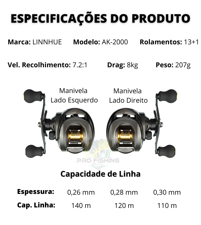 Nova Carretilha Premium LURE PRO AK-2000 - Lançamento 2022 - Frete Grátis