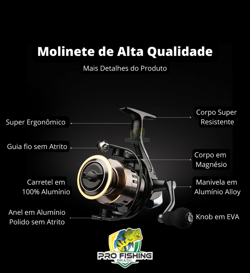 Super Molinete LINNHUE HE 1000-7000 - Drag 12kg - Frete Grátis p/ todo Brasil