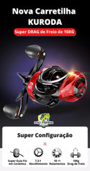 Nova Carretilha KURODA - SEIKO - 18 Rolamentos - Drag de 10KG - Recolhimento 7.3:1