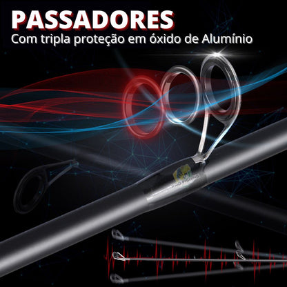 Nova Vara de Carretilha Snake Carbon Sougayilang - 1.98m - 4 Partes - Frete Grátis