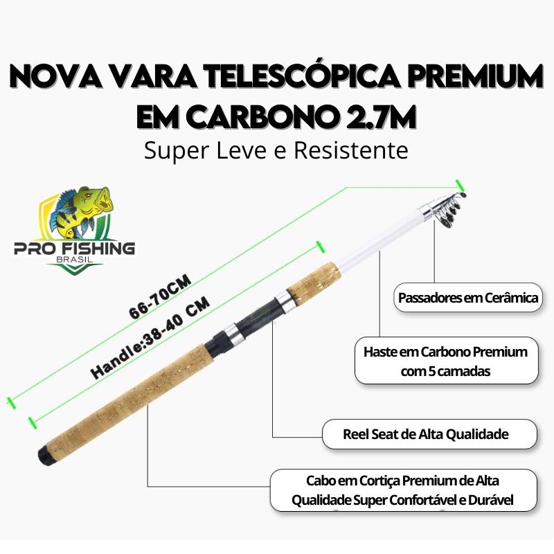 Nova Vara Telescópica em Carbono PREMIUM - 5 Camadas em Carbono - Frete Grátis