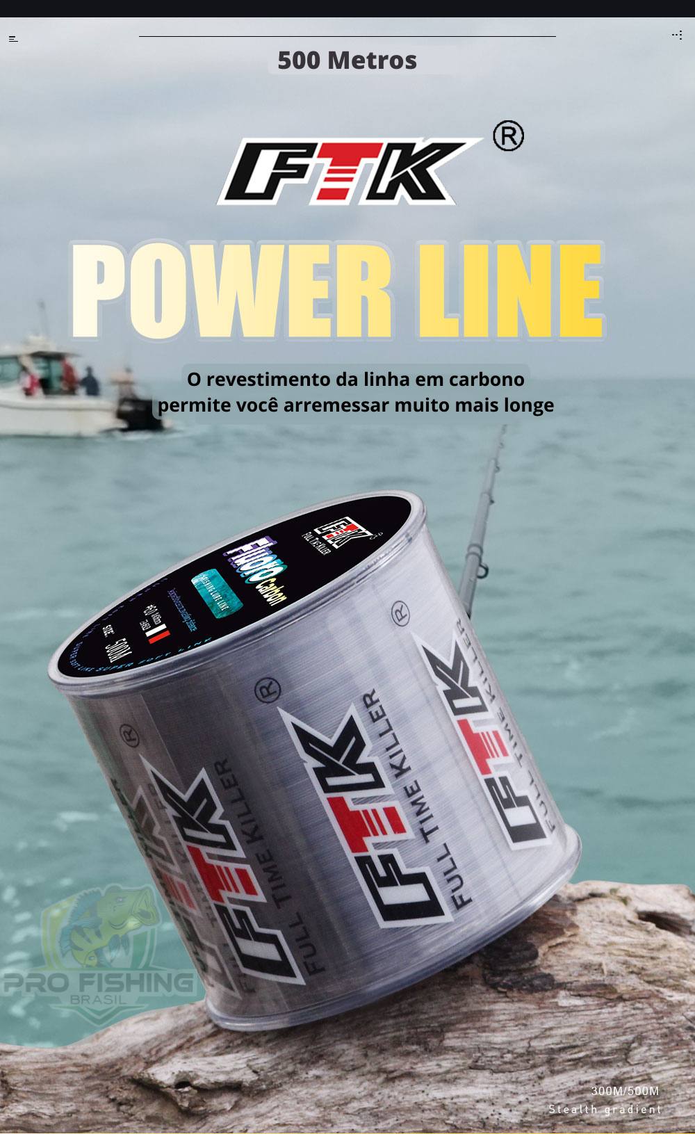 Linha de Fluorcarbon POWER LINE FTK Premium - 500 mts- Frete Grátis