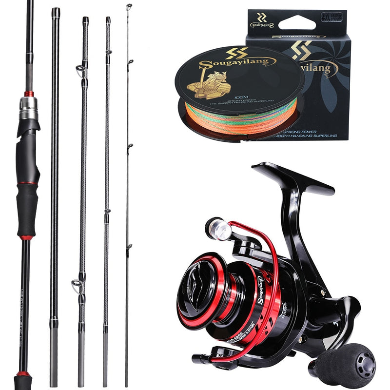 Super KIT COMPLETO de PESCA Sougayilang com Vara + Molinete + Linha - Frete Grátis