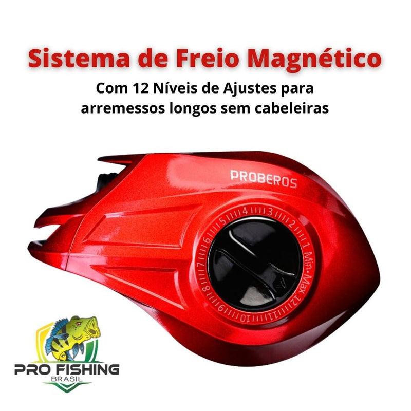 Nova Carretilha RED MAX PROBEROS - Super MAX DRAG de 10 KG - Velocidade de Recolhimento de 7.2:1