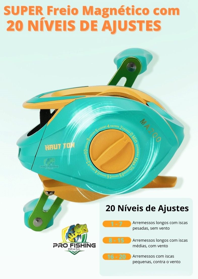Nova Carretilha Haut Ton MA-200 - Freio de 8kg - Recolhimento Rápido e Suave - Frete Grátis para todo Brasil