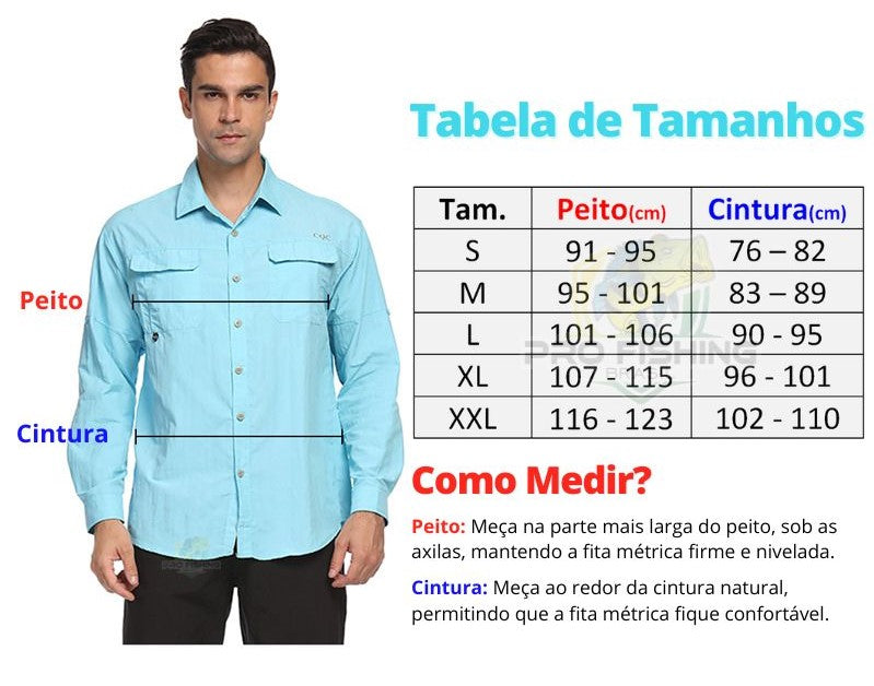 Nova Camisa de Pesca Importada PREMIUM com Proteção Solar UV+50 - Frete Grátis para todo Brasil