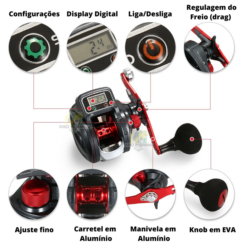 Nova Carretilha Elétrica STACO SHA300 - Display Digital - 13 Rolamentos + 1