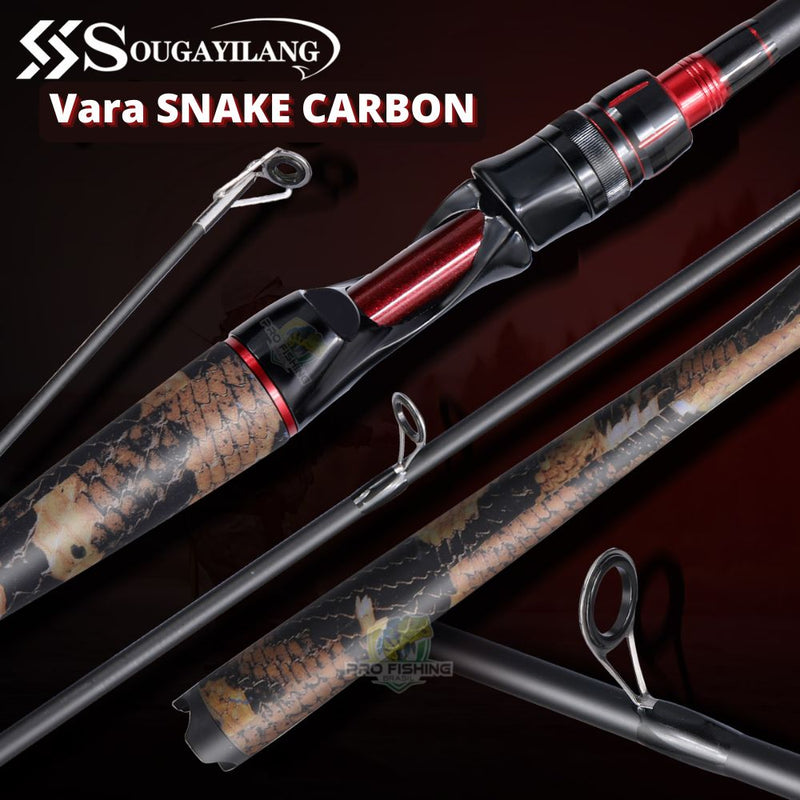 Nova Vara de Carretilha Snake Carbon Sougayilang - 1.98m - 4 Partes - Frete Grátis