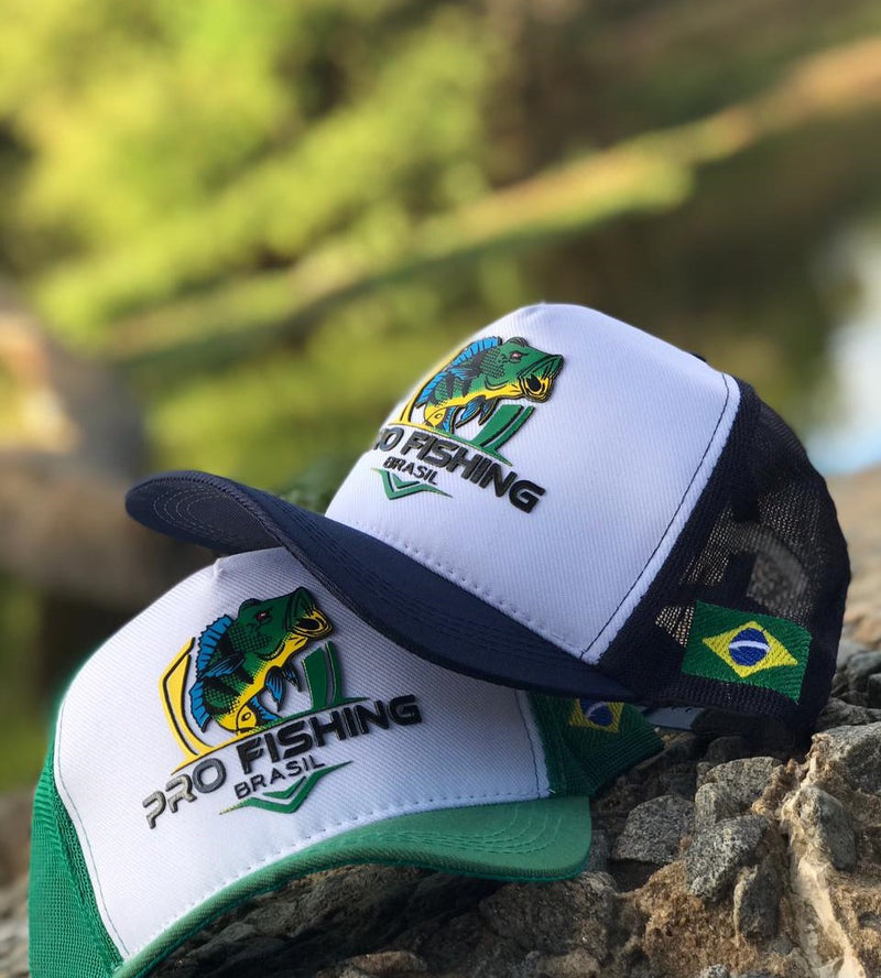 Boné Trucker Pro Fishing Brasil - Azul / Verde