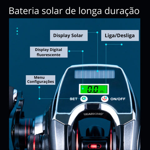 Nova Carretilha Elétrica BEARKING - Recolhimento 8.0:1 - 6 Rolamentos +1BB- Drag de 10KG - Display Digital